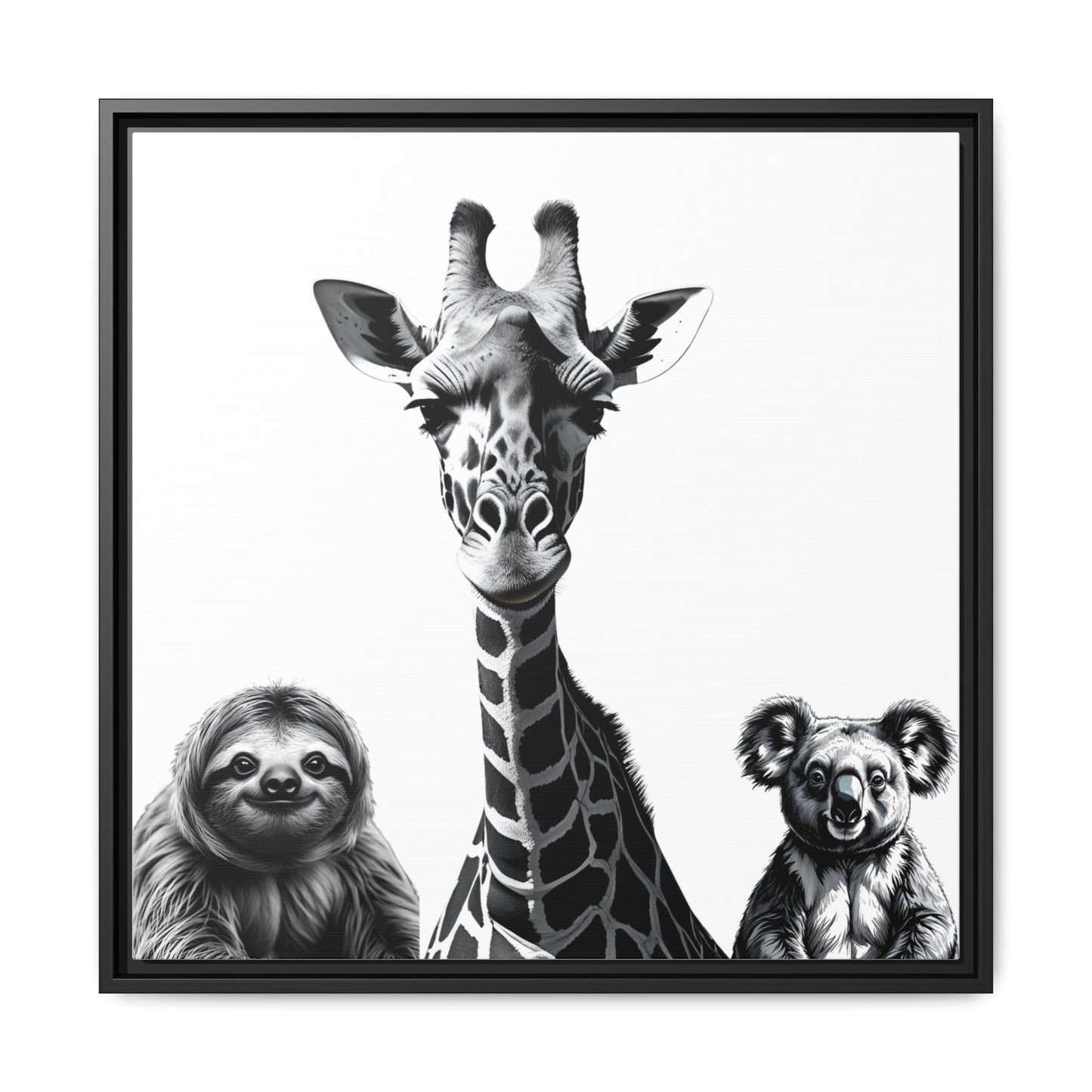 playful animal giraffe, sloth, koala print