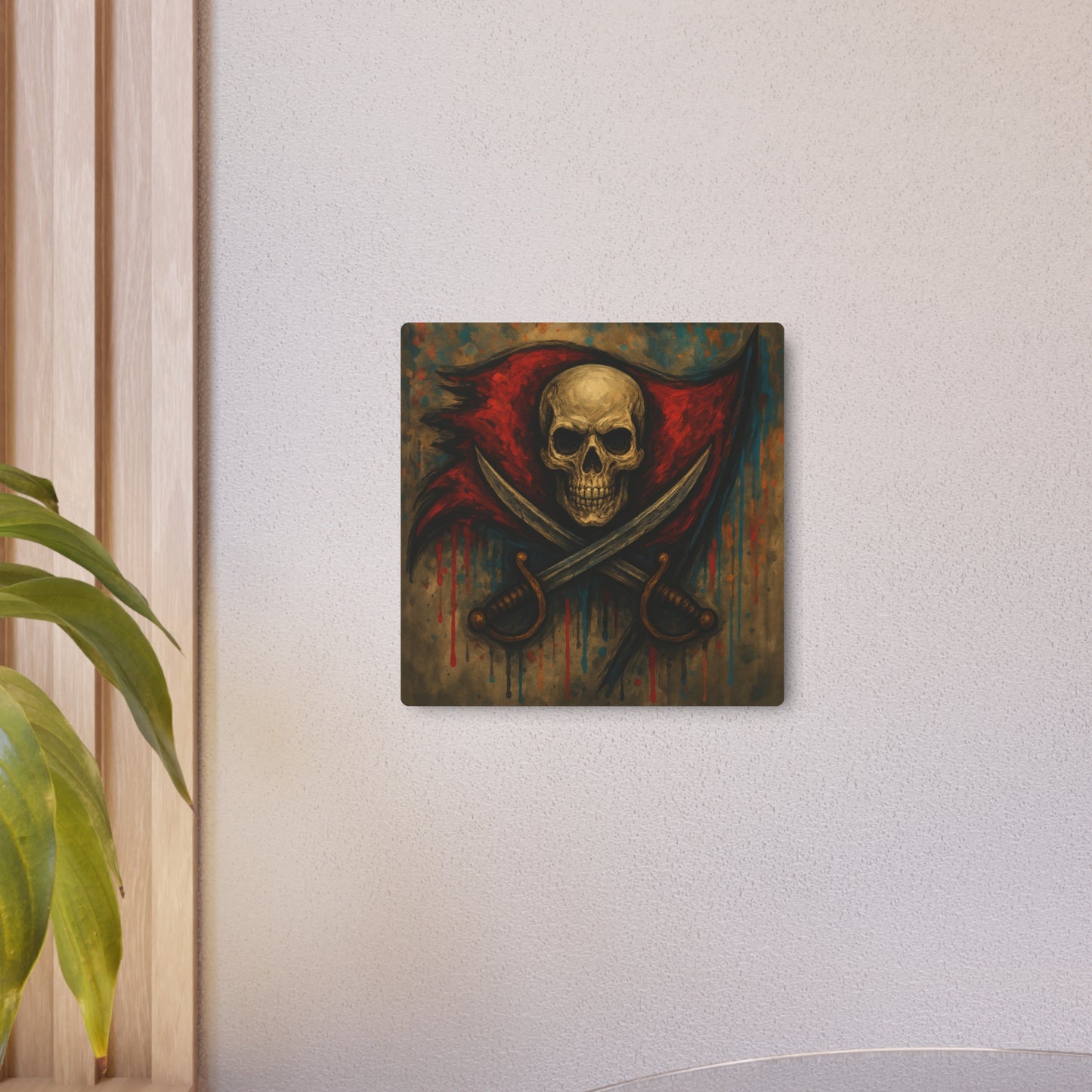 Skull and Crossed Swords Metal Art Sign | Pirate Skull Wall Decor