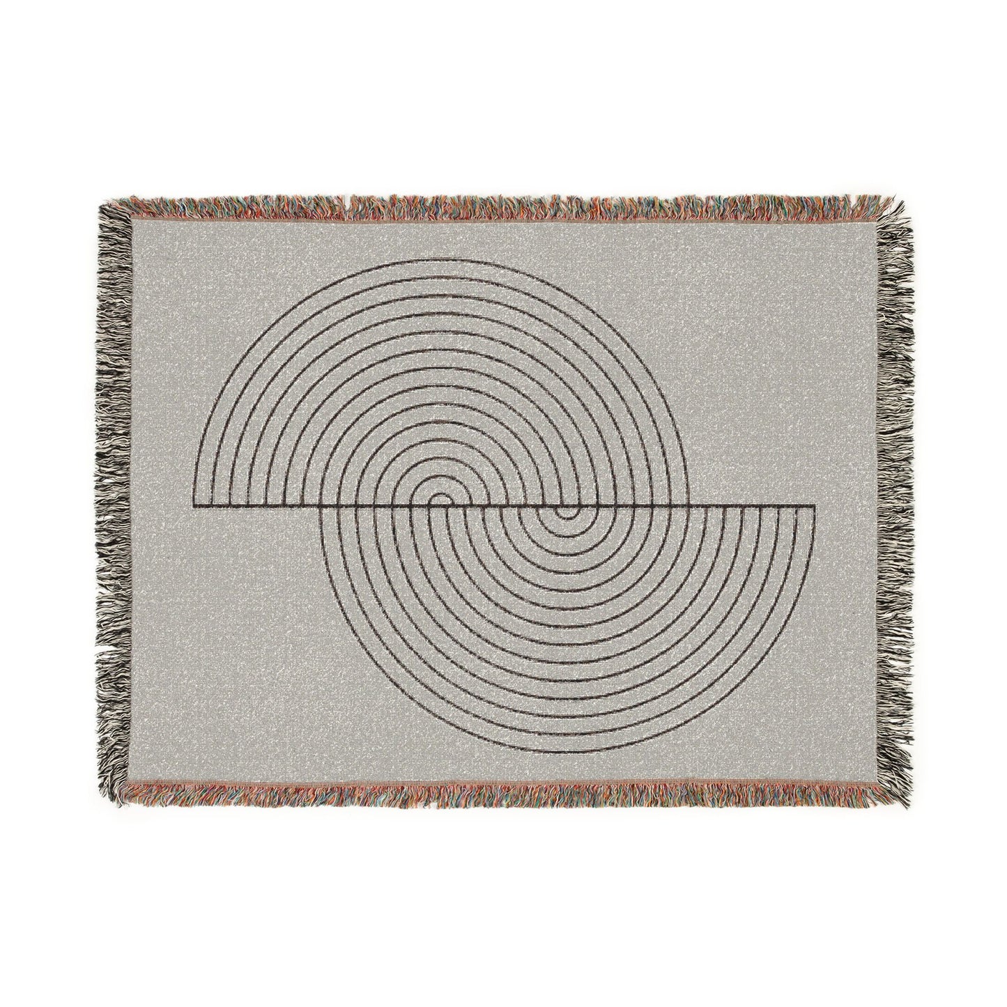 Gray Geometric Woven Throw Blanket | Minimalist Mid-Century Boho Decor