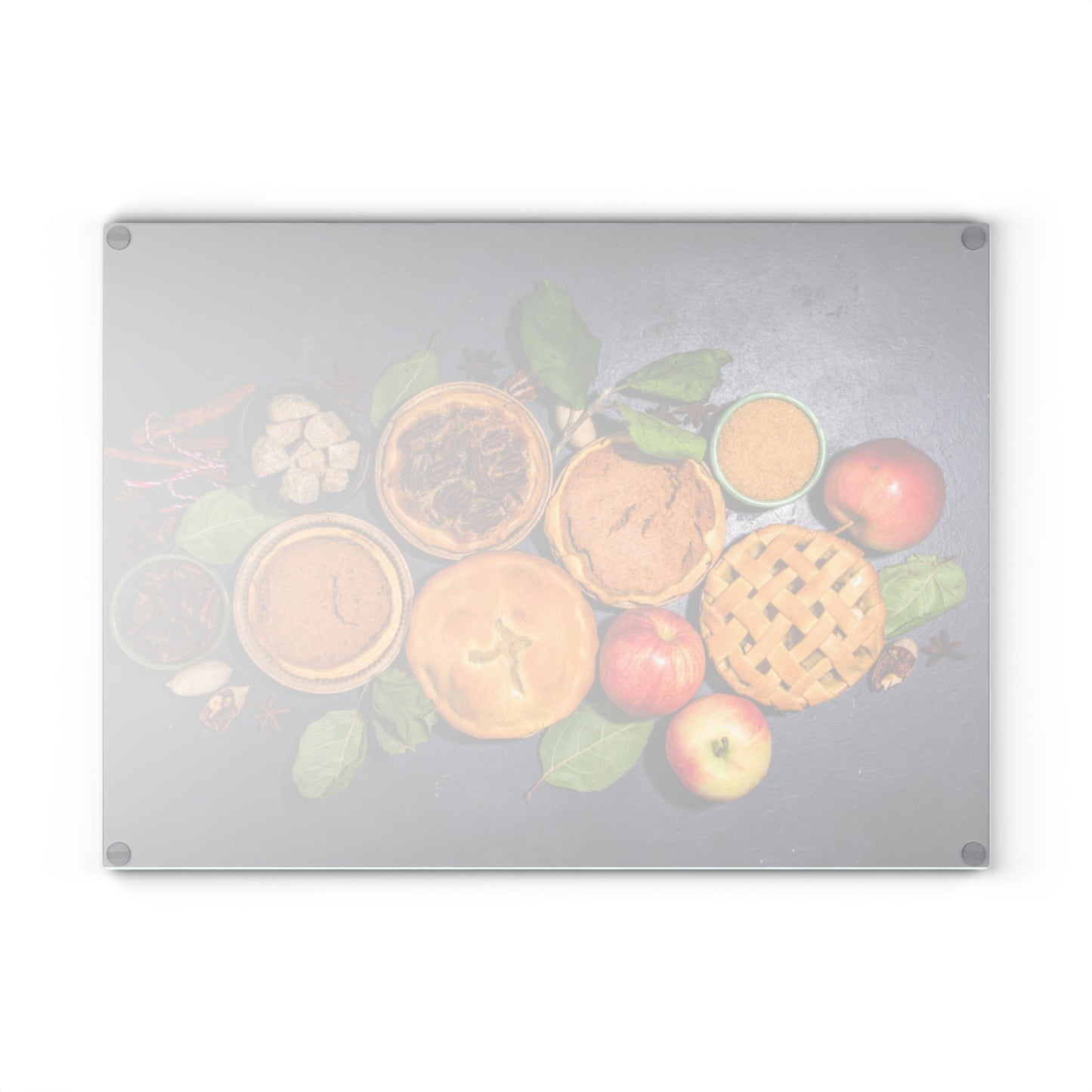 Pies & Apples Glass Cutting Board | Cozy Kitchen Decor Gift