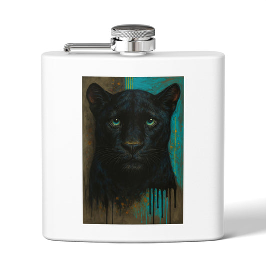 Carolina Football Inspired Panther Flask, Grunge Big Cat Hip Flask, Carolina Fan Game Day Gift, Rugged Sports Flask