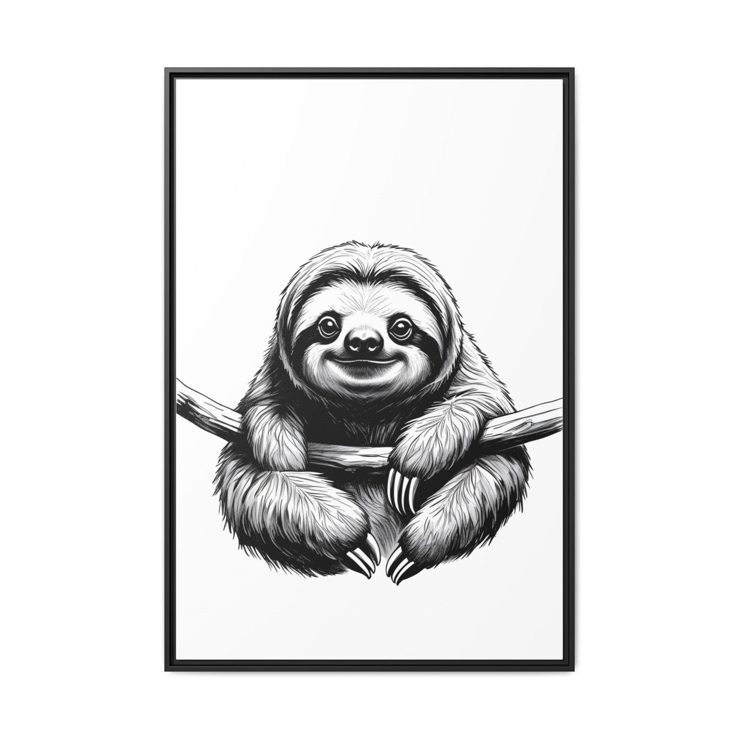 Adorable Sloth Hanging from Tree Branch Black & White Animal Wall Art, Cute Sloth Print, Jungle Theme Nursery Decor, Baby Shower Gift