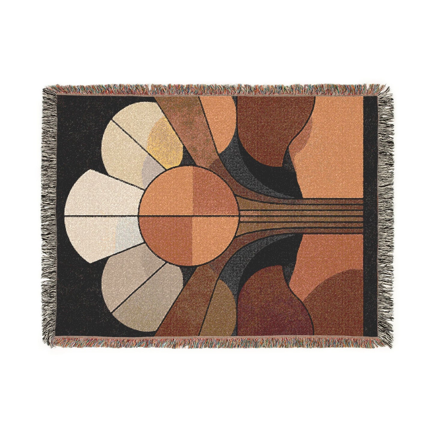 Retro Abstract Woven Blanket | Mid-Century Modern Geometric Boho Decor