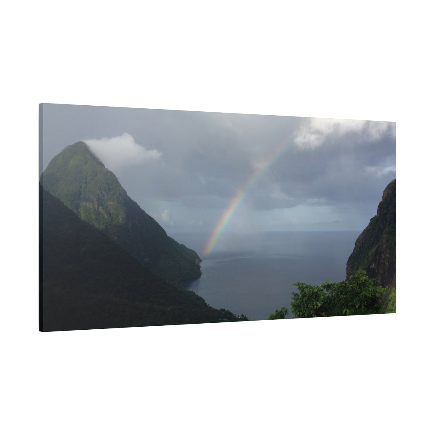 St. Lucia Pitons Rainbow Canvas Art | Caribbean Landscape Photography