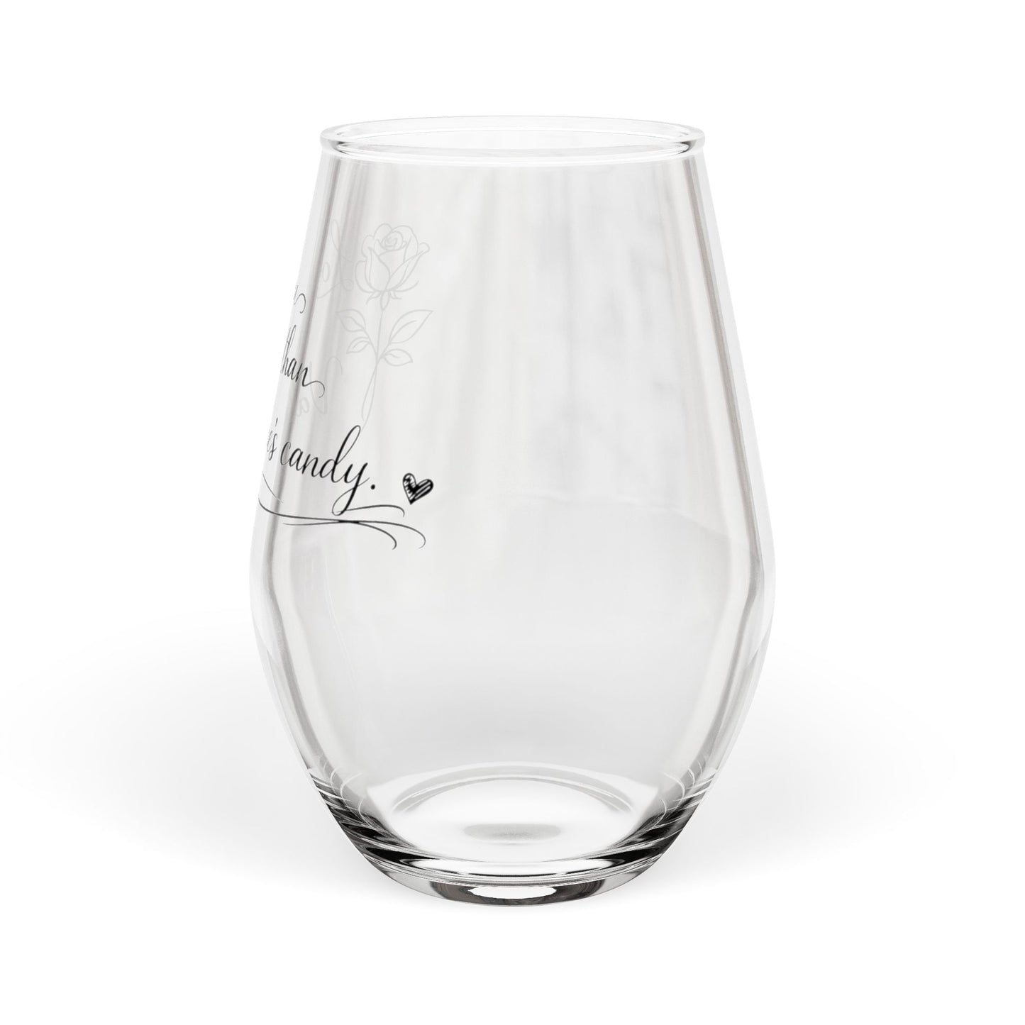 Love You More Than Valentines Candy Stemless Wine Glass | Valentines Day Gift