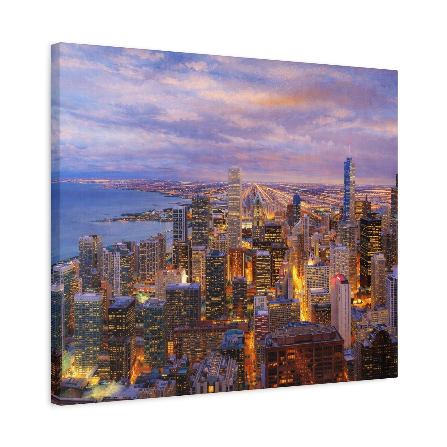 Chicago Skyline Canvas Wall Art – Sunset Cityscape Print, Downtown Chicago Decor, Urban Skyline Wall Decor