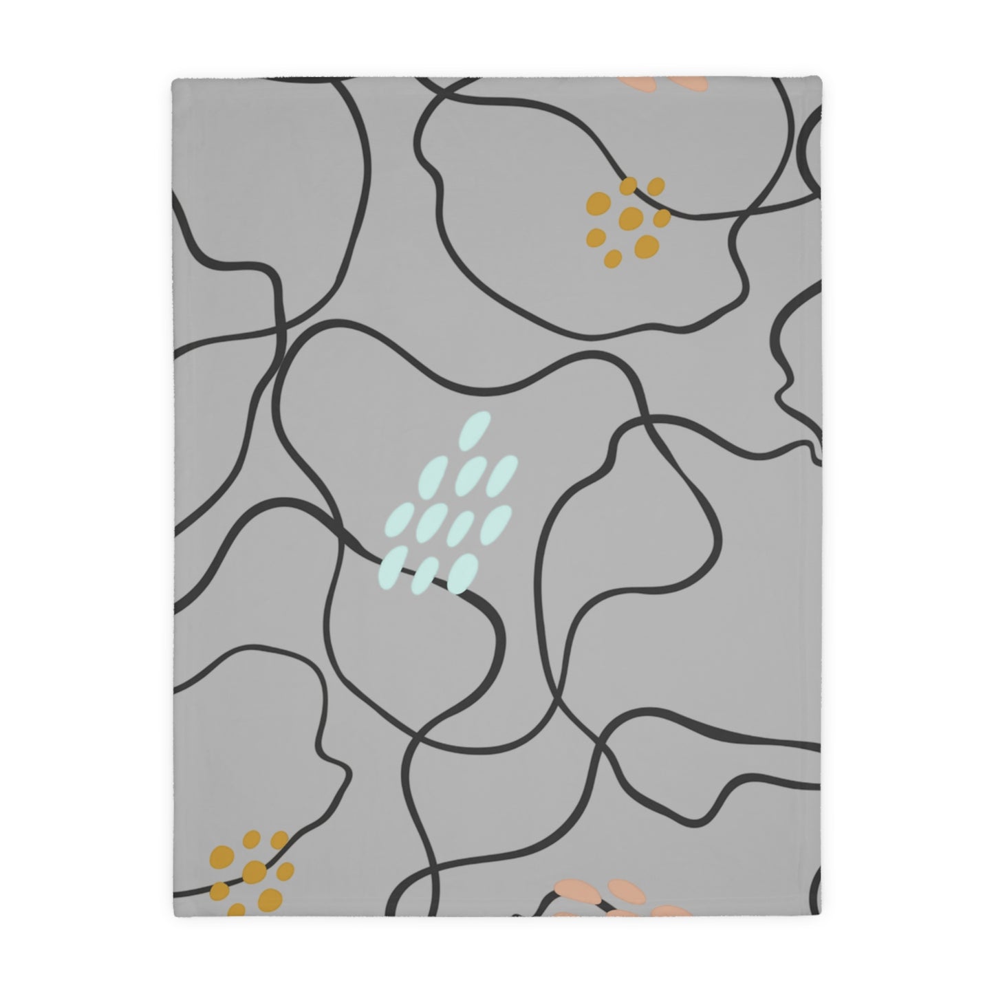 Abstract Line Art Floral Velveteen Blanket | Microfiber Two-Sided Print