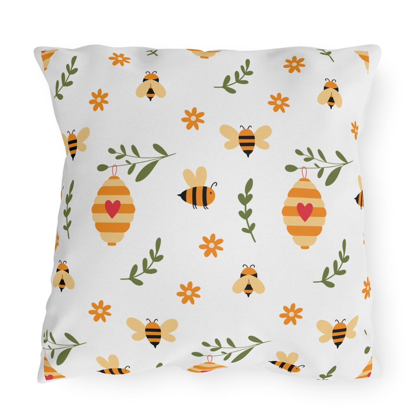 Bee Garden Outdoor Pillow | Beehive Cottage Chic Decor Cushion