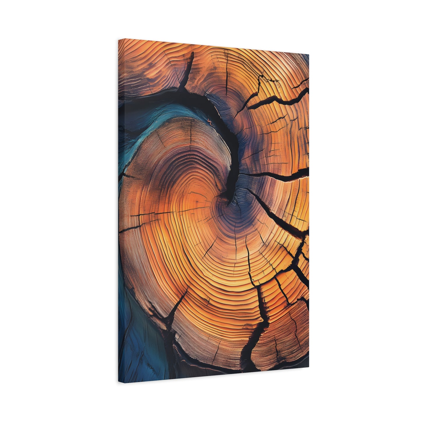 Colorful Wood Ring Canvas Wall Art, Abstract Tree Slice Print, Modern Rustic Decor, Vibrant Tree Rings Art on Canvas, Earthy Boho Wall Print