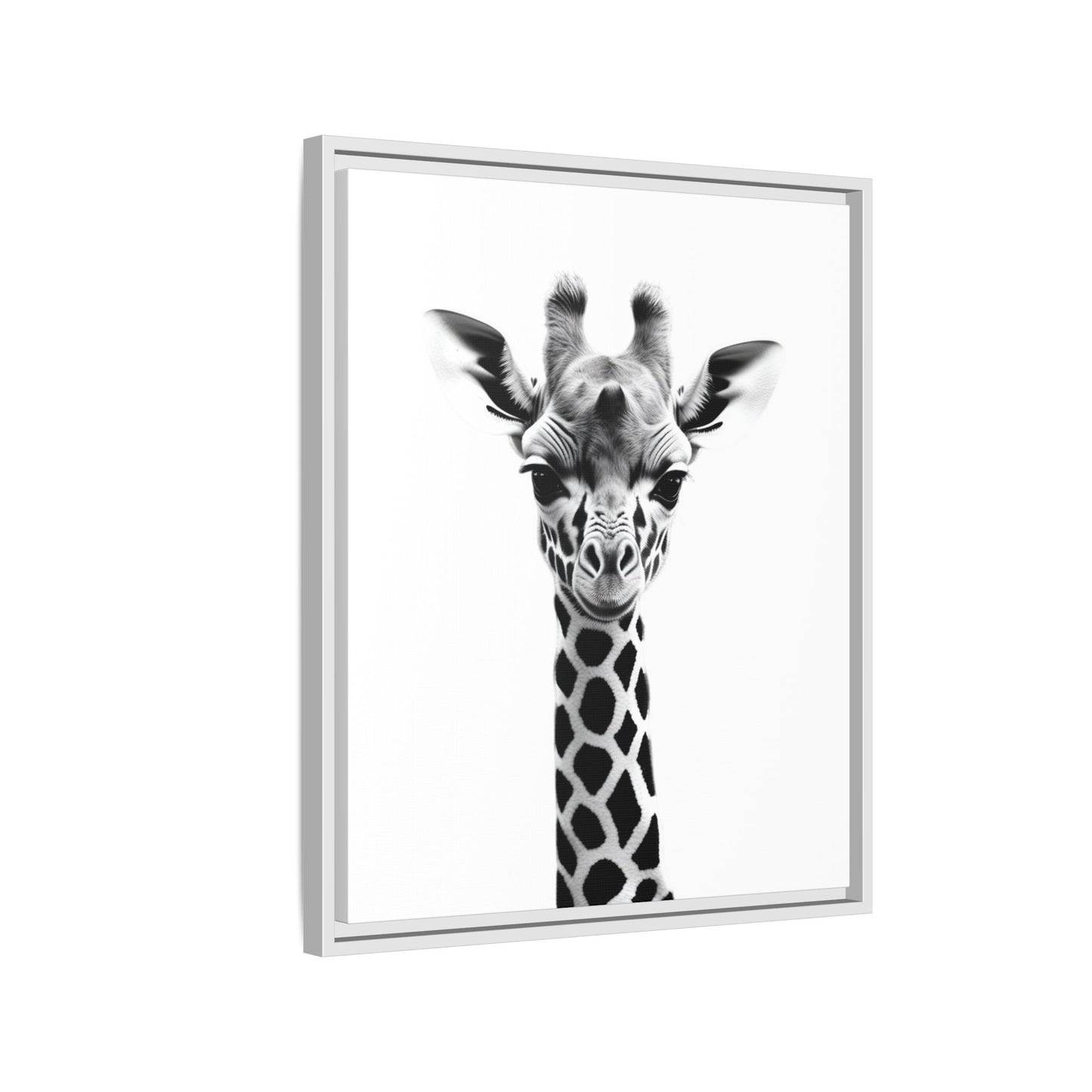 Baby Giraffe Wall Art Black & White Wildlife Photography Print, Cute Giraffe Lover Gift