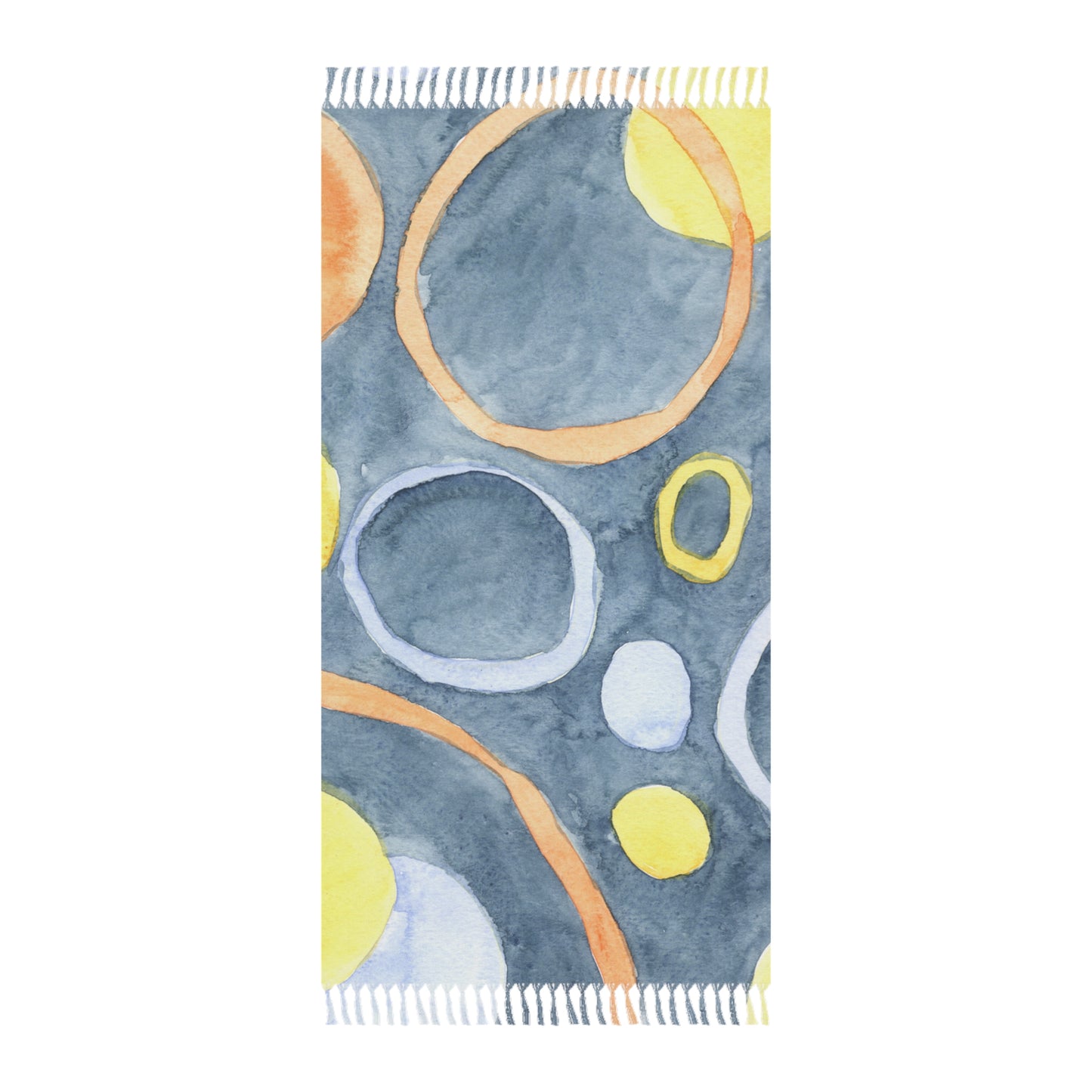 Abstract Watercolor Beach Throw with Fringe | Modern Boho Blanket | Coastal Summer Decor