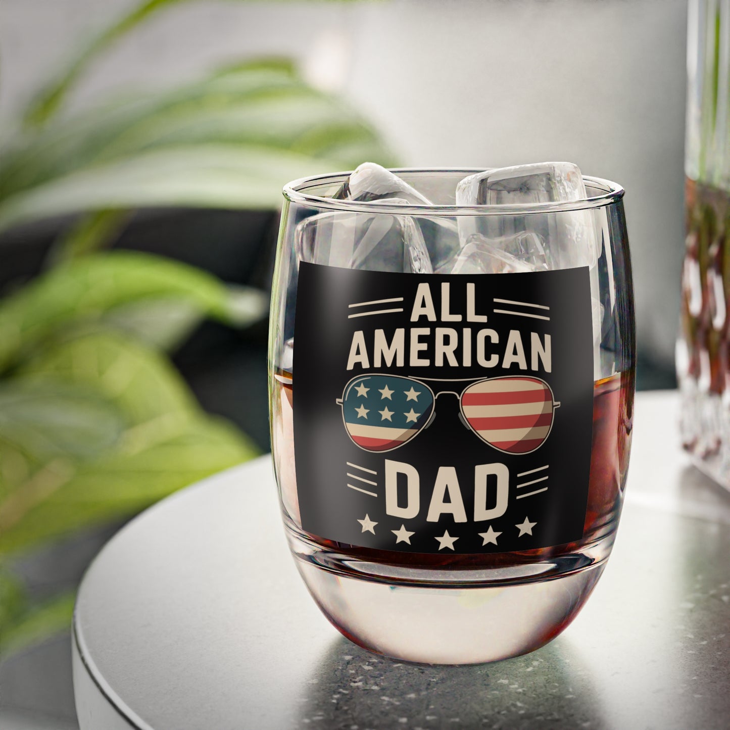 All American Dad Whiskey Glass – Patriotic Rocks Glass Gift for Father’s Day