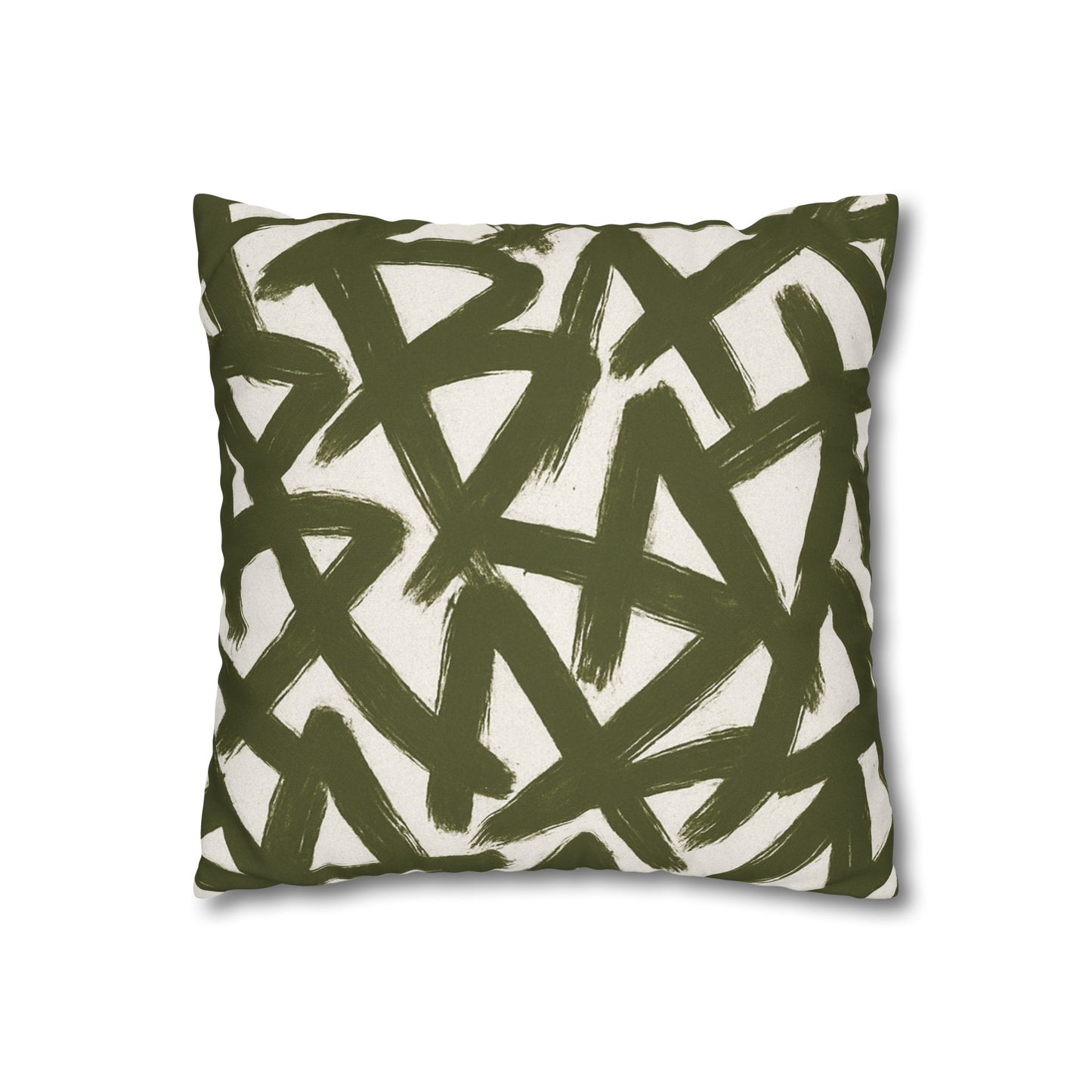 Throw Pillow Cover, Green Graffiti Brush Strokes Square Pillowcase Cover