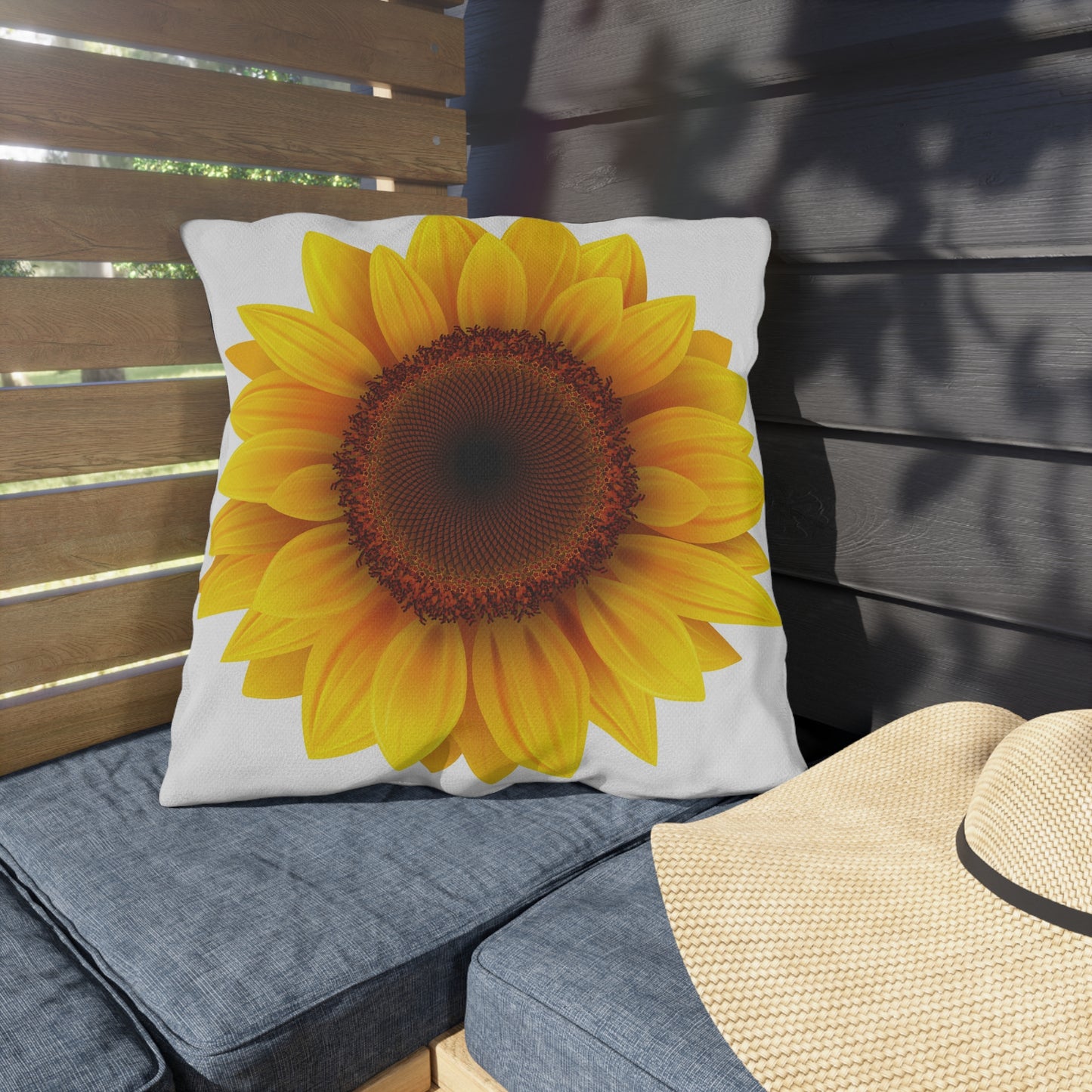 Sunflower Outdoor Throw Pillow | Garden Patio Floral Cushion