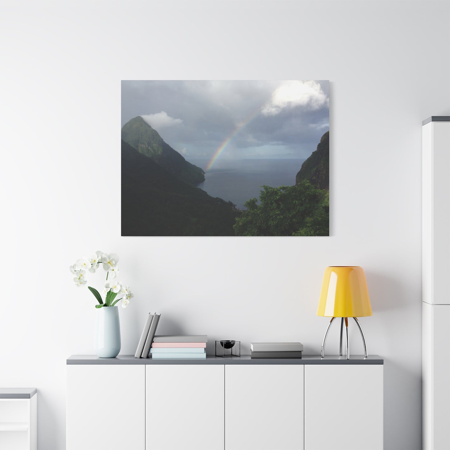 St. Lucia Pitons Rainbow Canvas Art | Caribbean Landscape Photography
