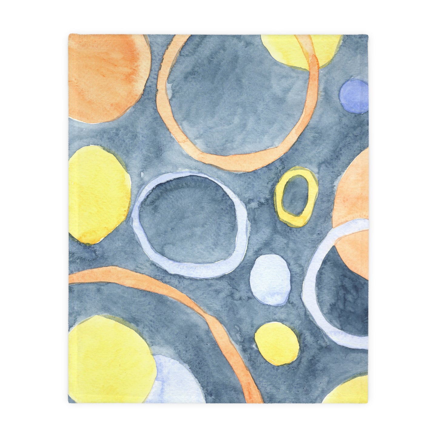Abstract Watercolor Circles Blanket | Yellow Orange Blue Modern Pattern