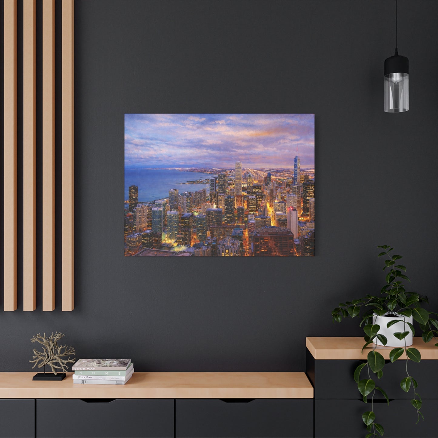 Chicago Skyline Canvas Wall Art – Sunset Cityscape Print, Downtown Chicago Decor, Urban Skyline Wall Decor