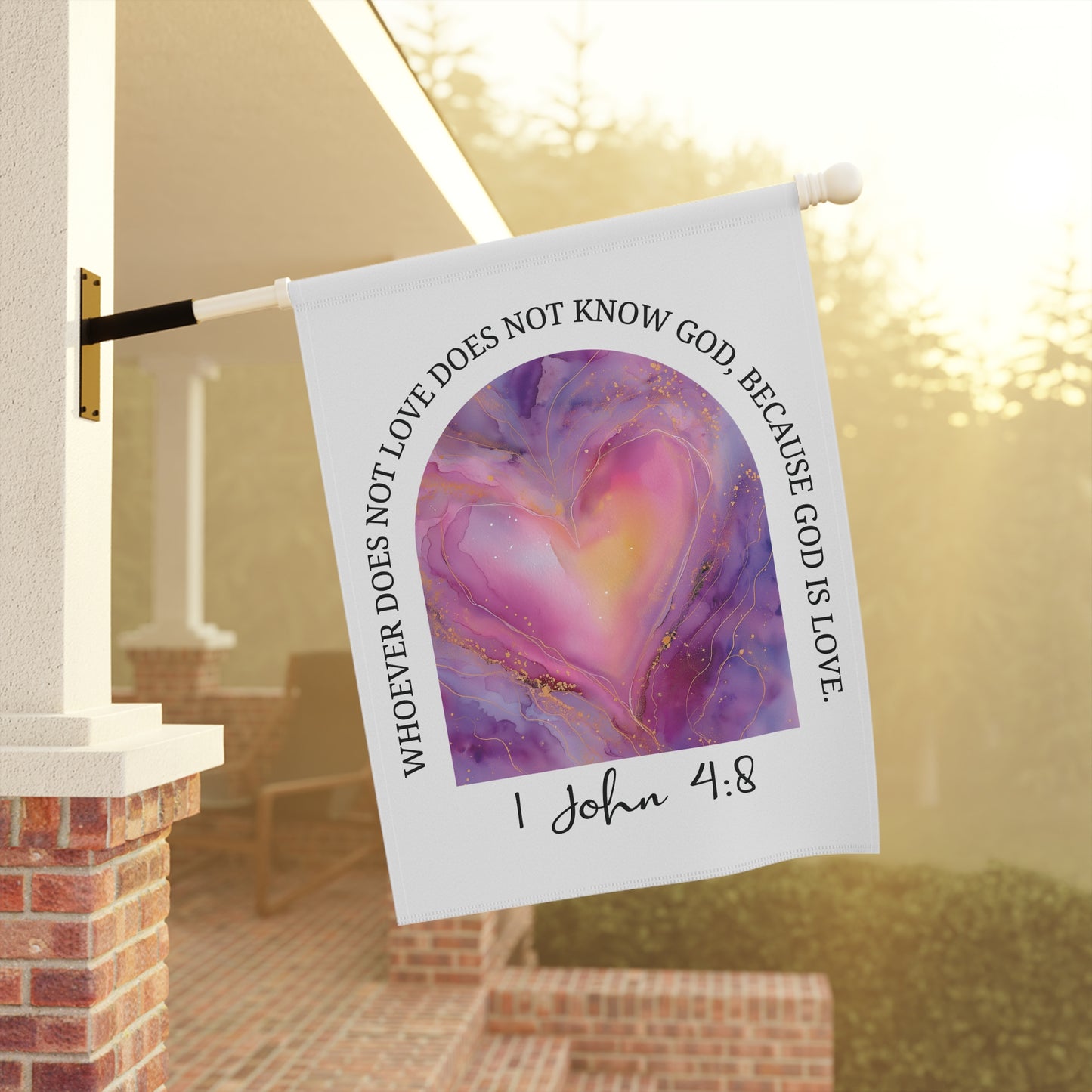 1 John 4:8 Garden Flag – God Is Love Heart Christian Yard Flag