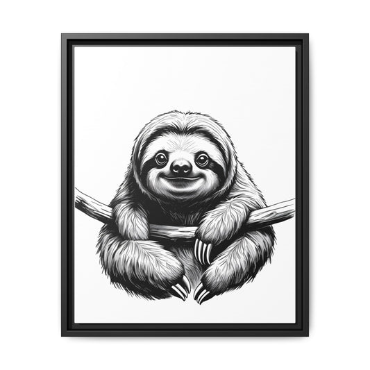 Adorable Sloth Hanging from Tree Branch Black & White Animal Wall Art, Cute Sloth Print, Jungle Theme Nursery Decor, Baby Shower Gift