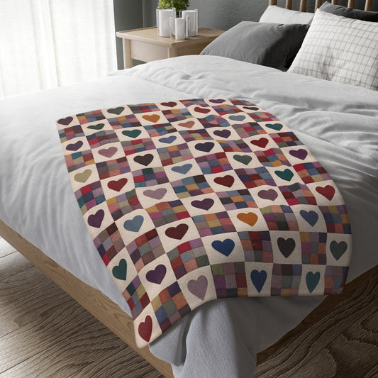 Heart patchwork throw
