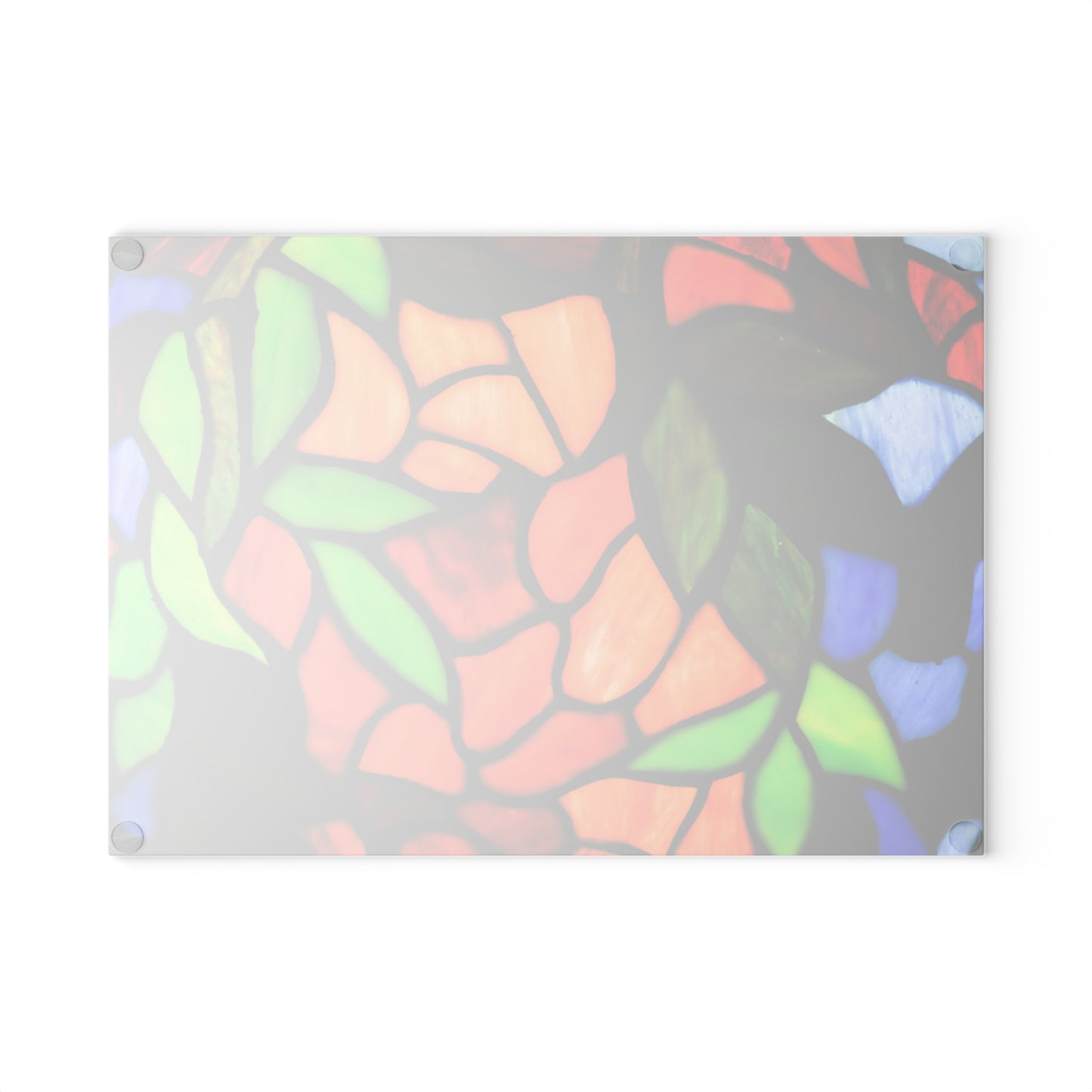 Stained Glass Floral Pattern Glass Cutting Board | Colorful Mosaic Leaves