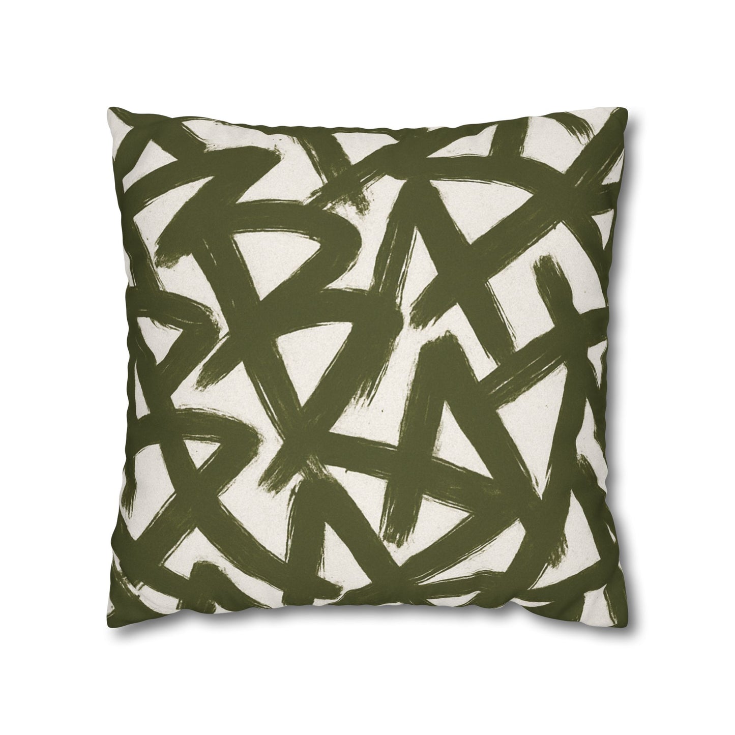 Throw Pillow Cover, Green Graffiti Brush Strokes Square Pillowcase Cover