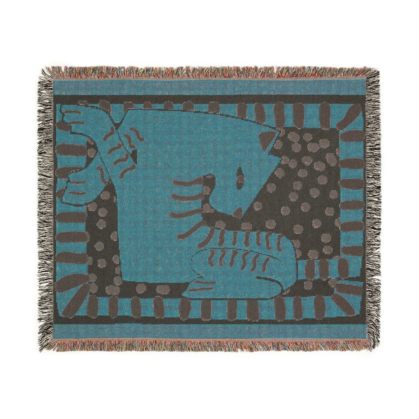Modern Abstract Cat Woven Blanket | Mid Century Boho Throw