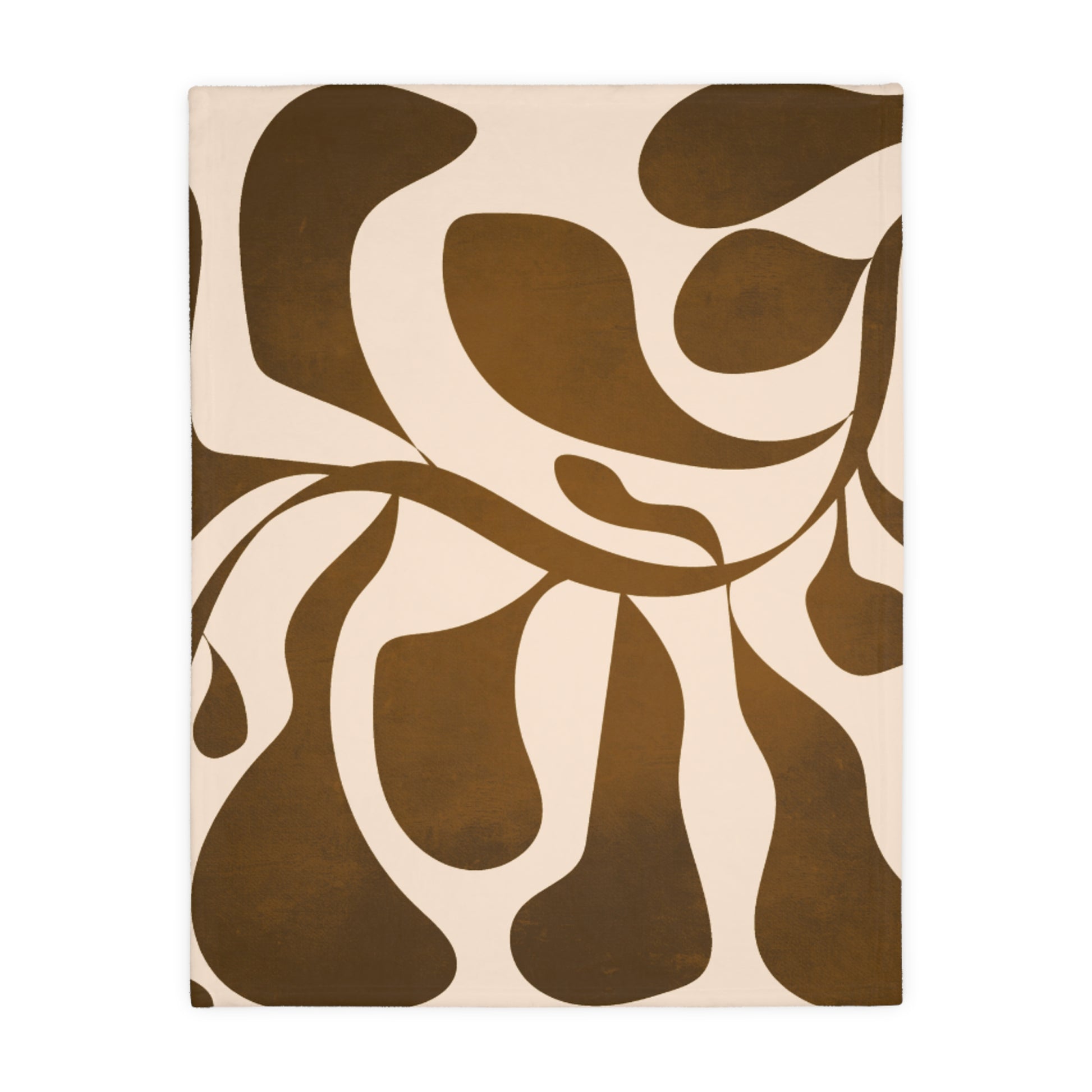 Brown and beige abstract patterned rug on a white background