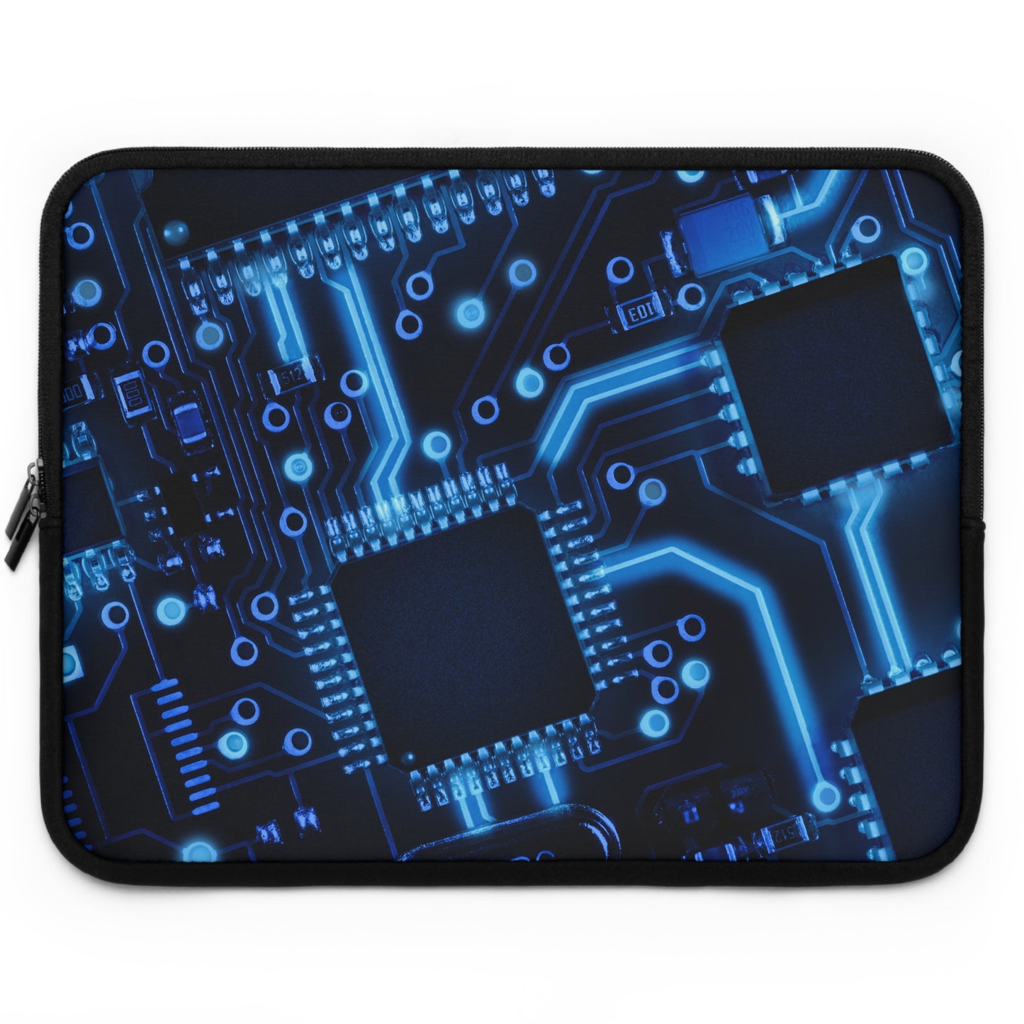 Blue Abstract Laptop Sleeve, Modern Circuit Board Case, Stylish Protective Cover