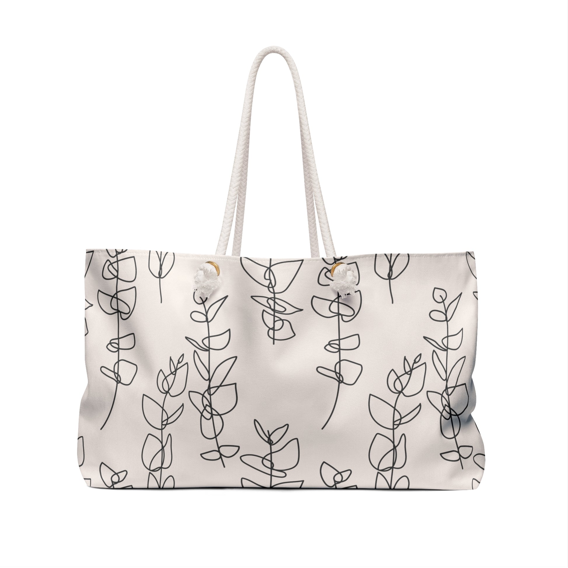 Tote bag with plant pattern on a white background