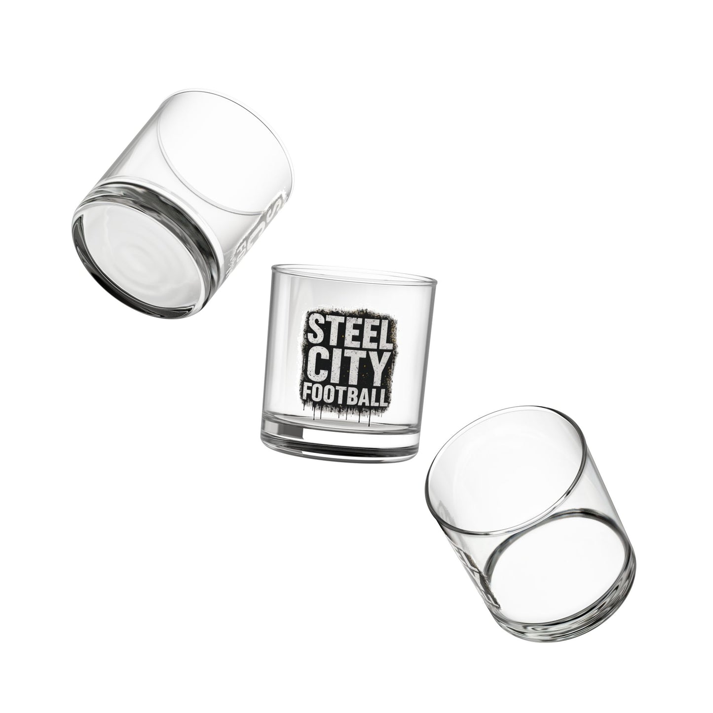 Steel City Pittsburgh Rocks Glass | Whiskey Glass for Sports Fans | Grunge Barware Gift