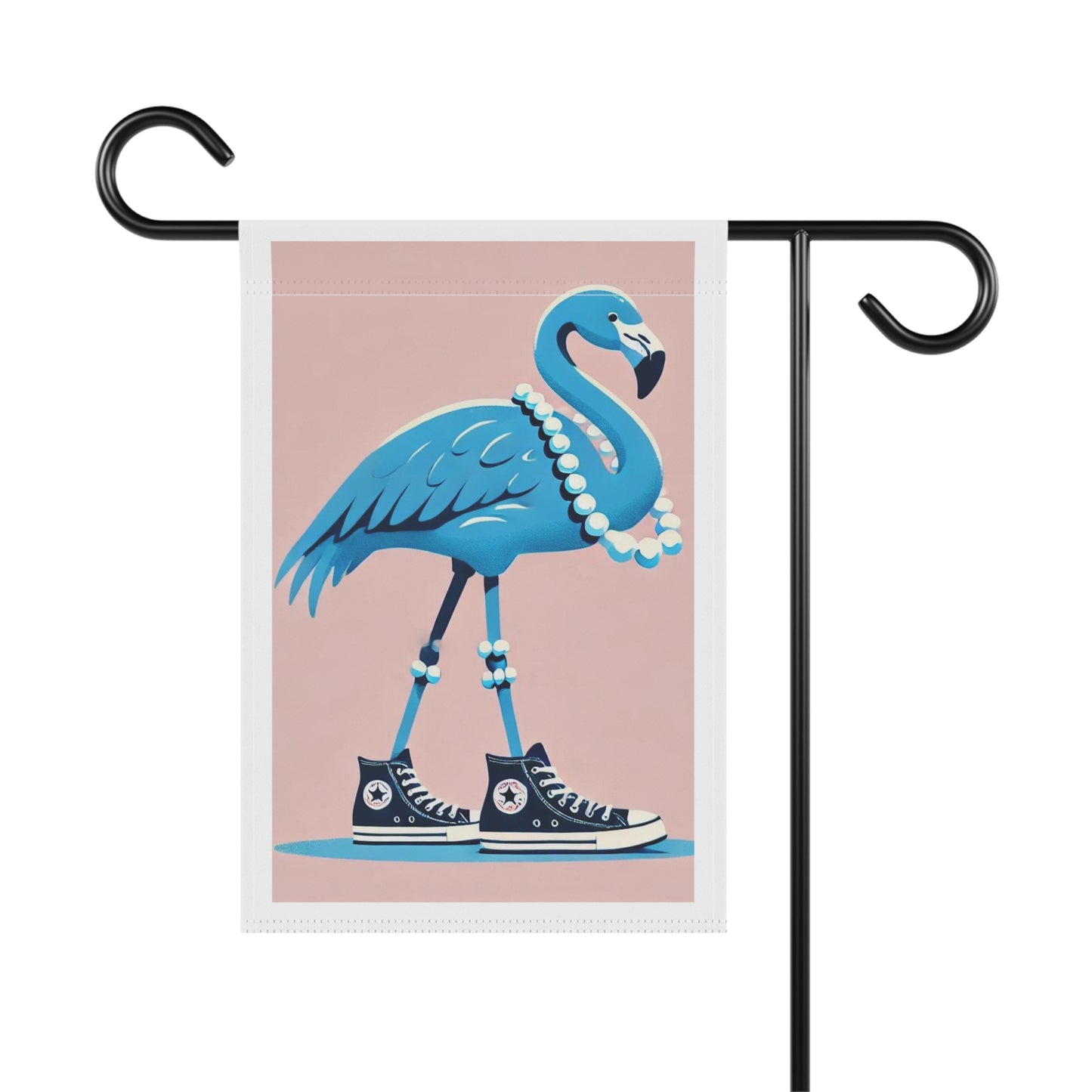 Blue Flamingo, Garden Flag, Pearls, High Top Sneakers