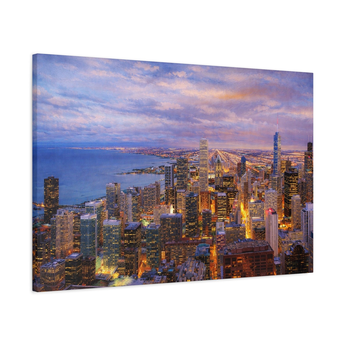 Chicago Skyline Canvas Wall Art – Sunset Cityscape Print, Downtown Chicago Decor, Urban Skyline Wall Decor
