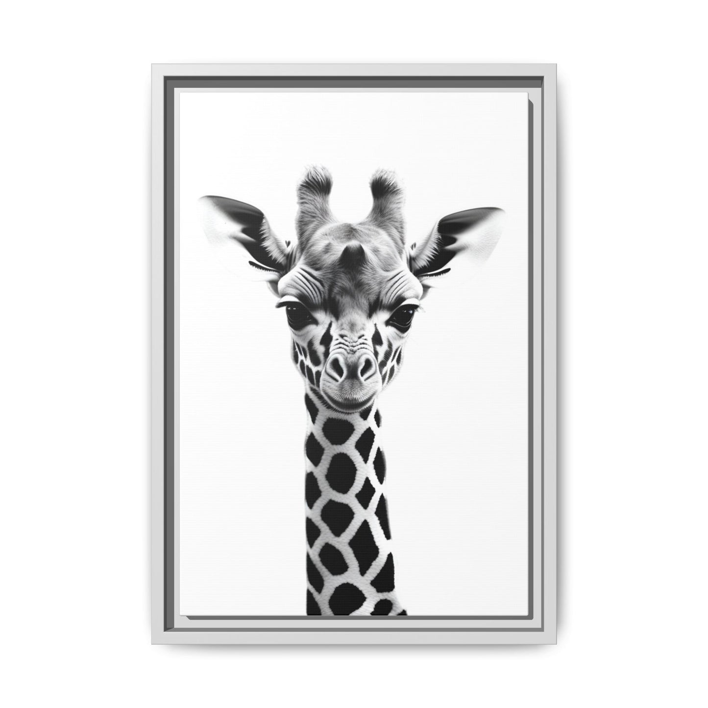 Baby Giraffe Wall Art Black & White Wildlife Photography Print, Cute Giraffe Lover Gift