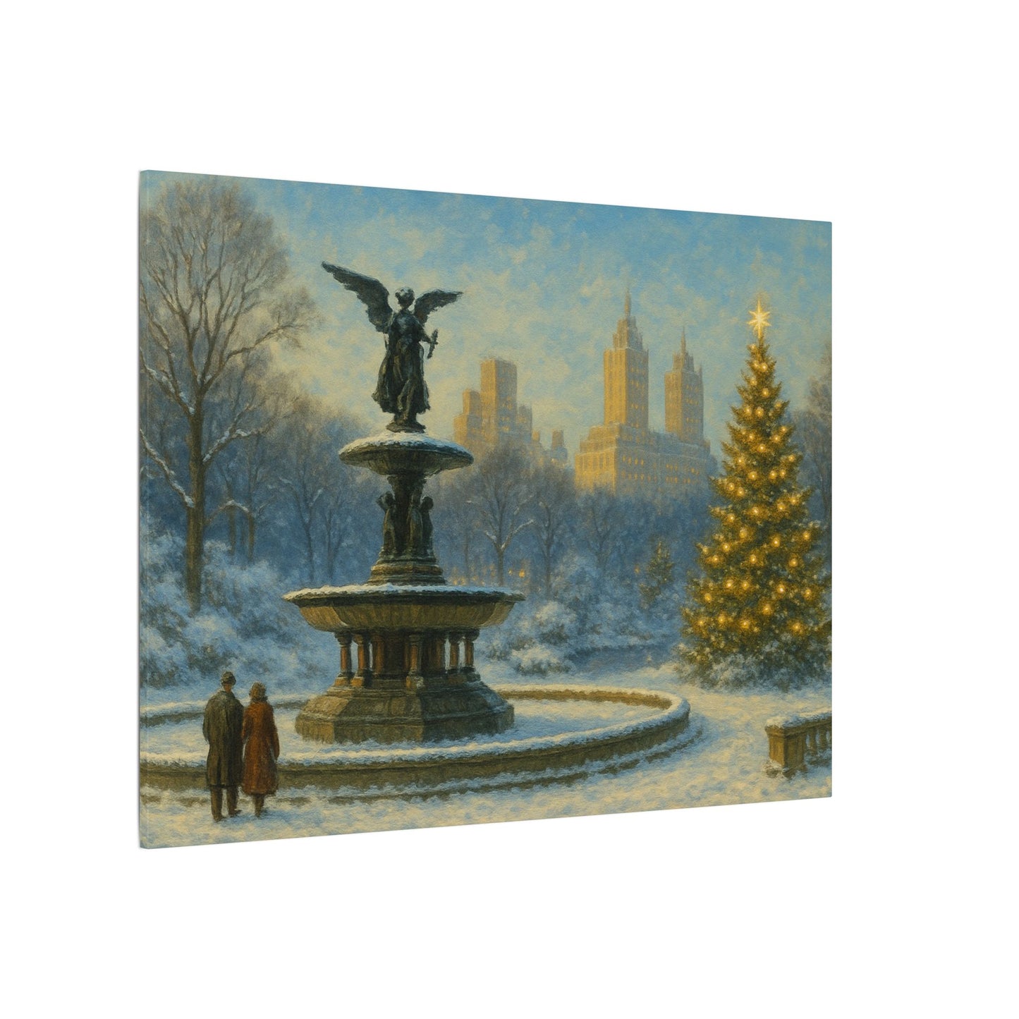 Vintage Christmas's Canvas, Bethesda Terrace Christmas Canvas Print, Central Park NYC  Art
