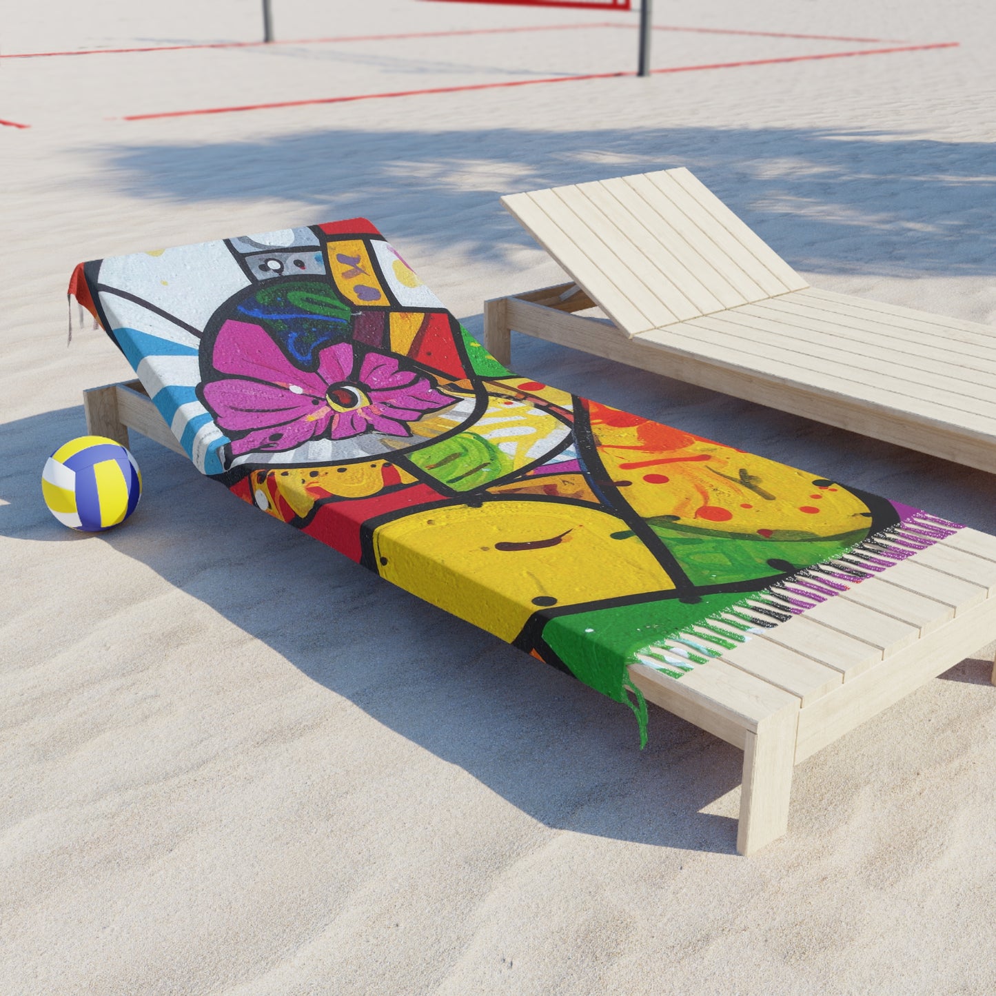 Boho Floral Mosaic Beach Towel | Colorful Fringe Cotton Towel | Summer Beach Essential