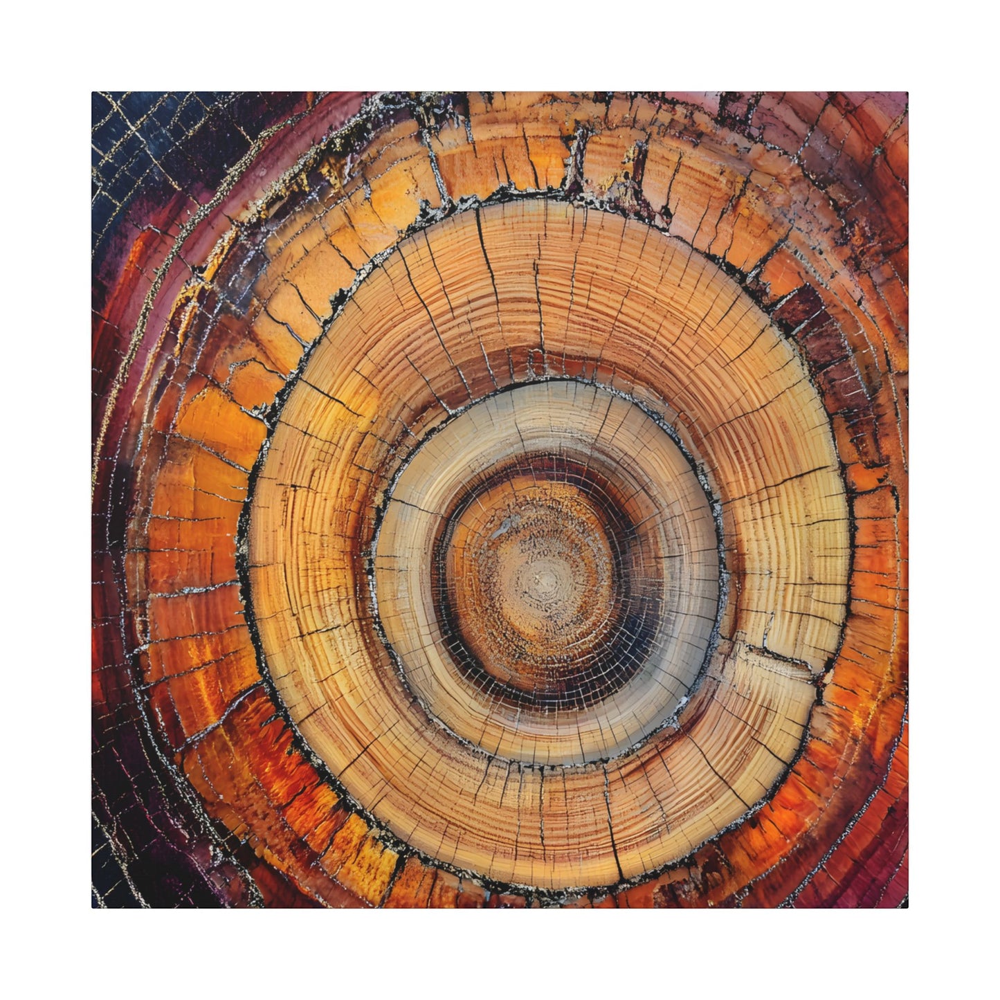 Close-up of a tree stump with concentric circular rings
