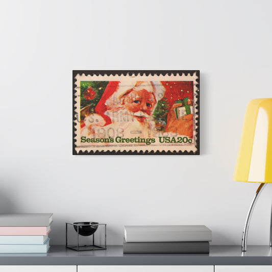 Vintage Santa Claus Stamp Wall Art US Army Postmark | Christmas Decor Mantle Art