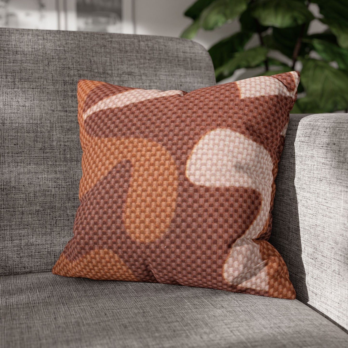Boho Pillowcase, Bohemian Pillow Cover, Modern Square Pillow Case, Brown Shades
