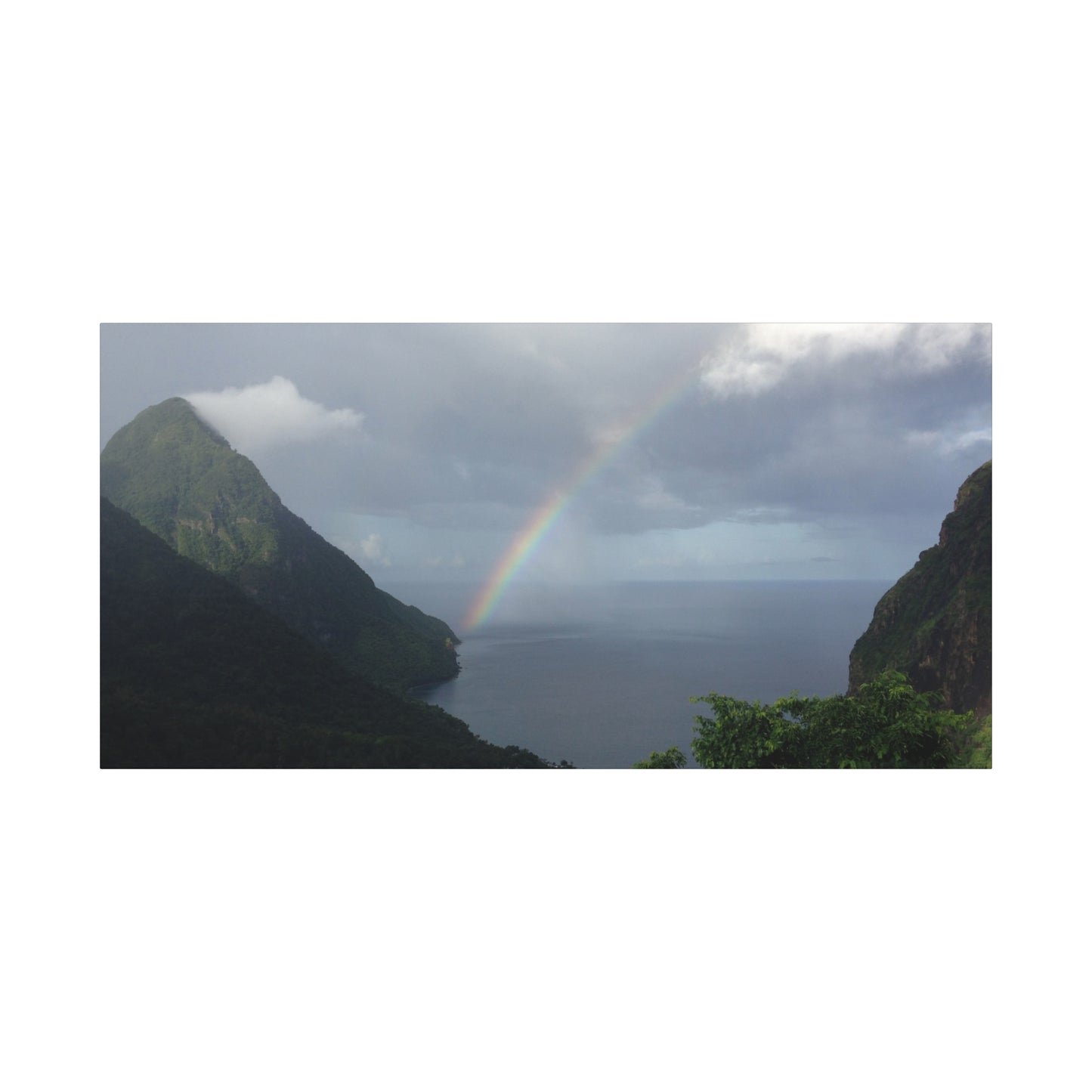 St. Lucia Pitons Rainbow Canvas Art | Caribbean Landscape Photography
