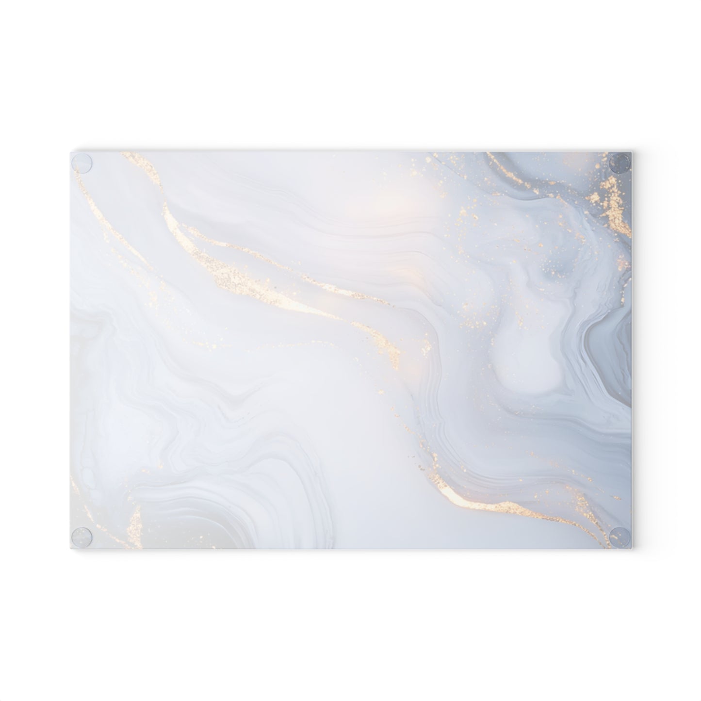 Blue Gold Marble Glass Cutting Board | Abstract Swirl Kitchen Decor