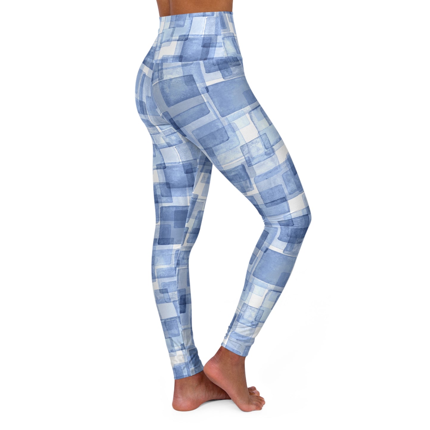Women’s High-Waisted Yoga Pants | Blue Abstract Geometric Leggings