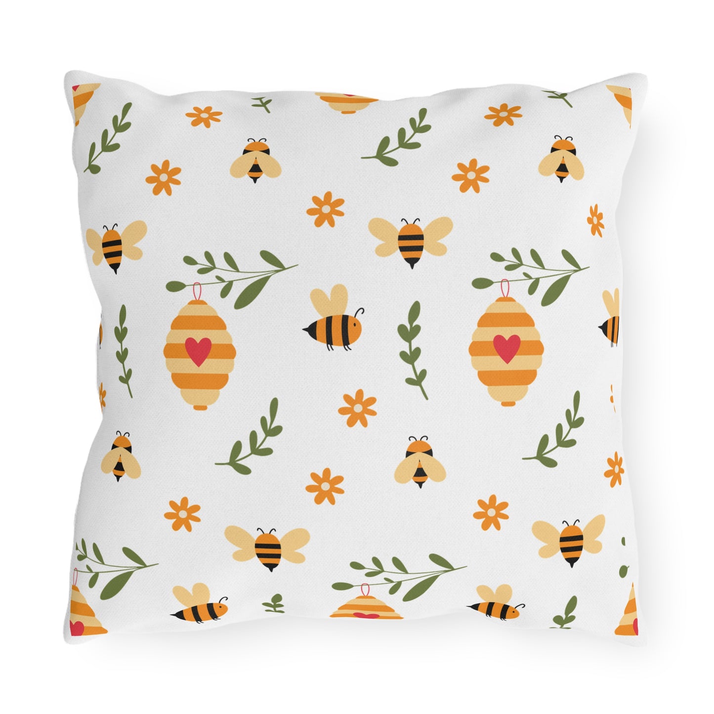 Bee Garden Outdoor Pillow | Beehive Cottage Chic Decor Cushion