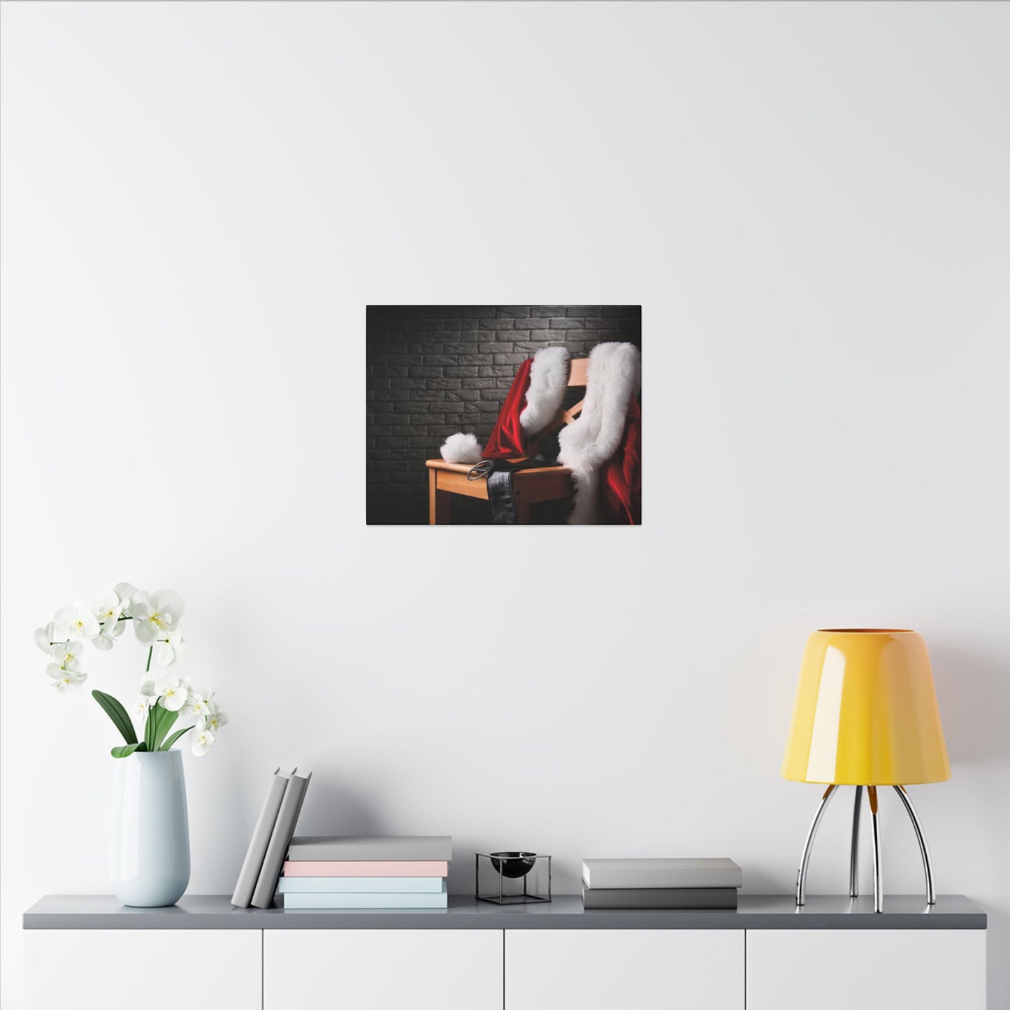 Canvas Wall Art, Santa Claus Belt Jacket Hat Festive Holiday Decor, Christmas Print