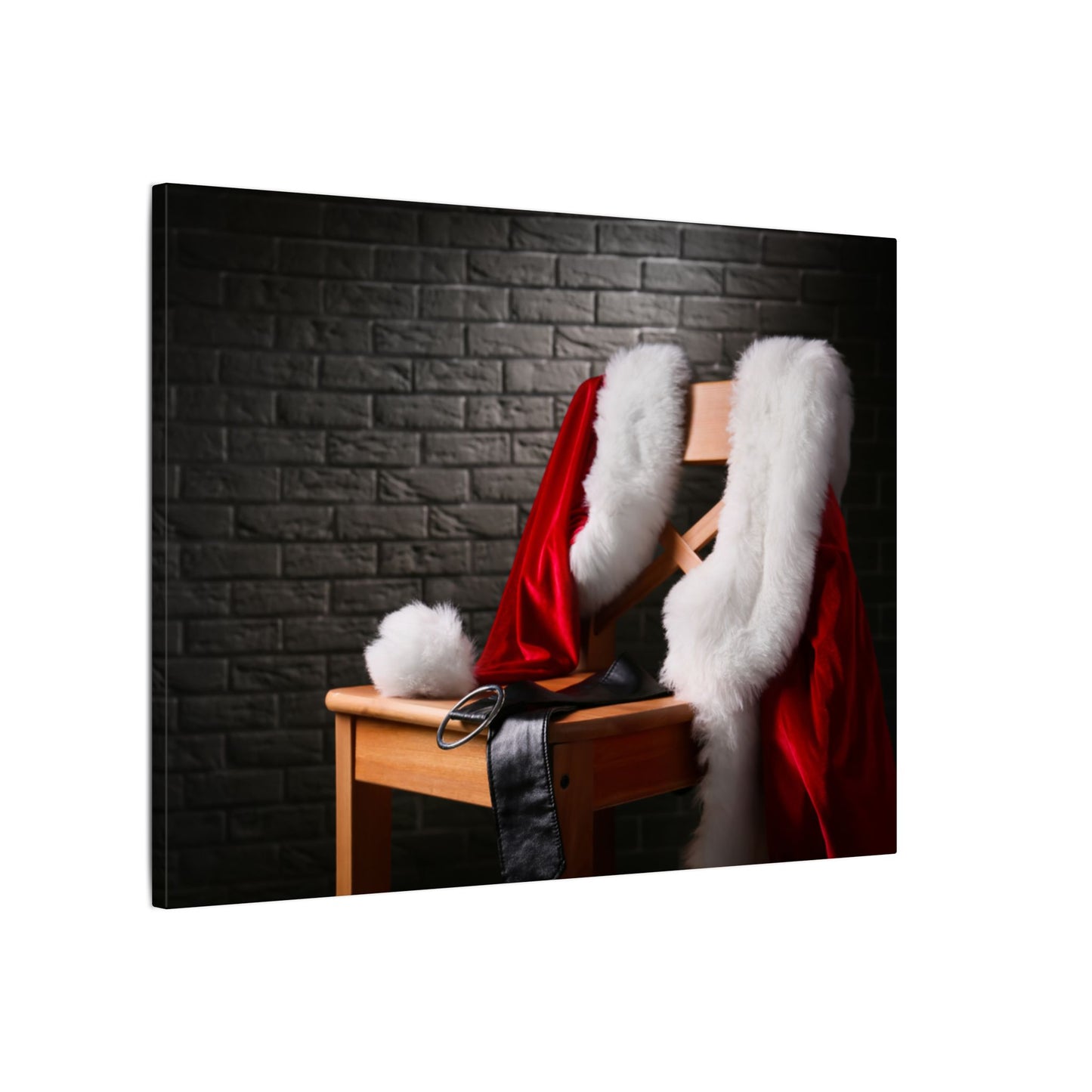 Canvas Wall Art, Santa Claus Belt Jacket Hat Festive Holiday Decor, Christmas Print