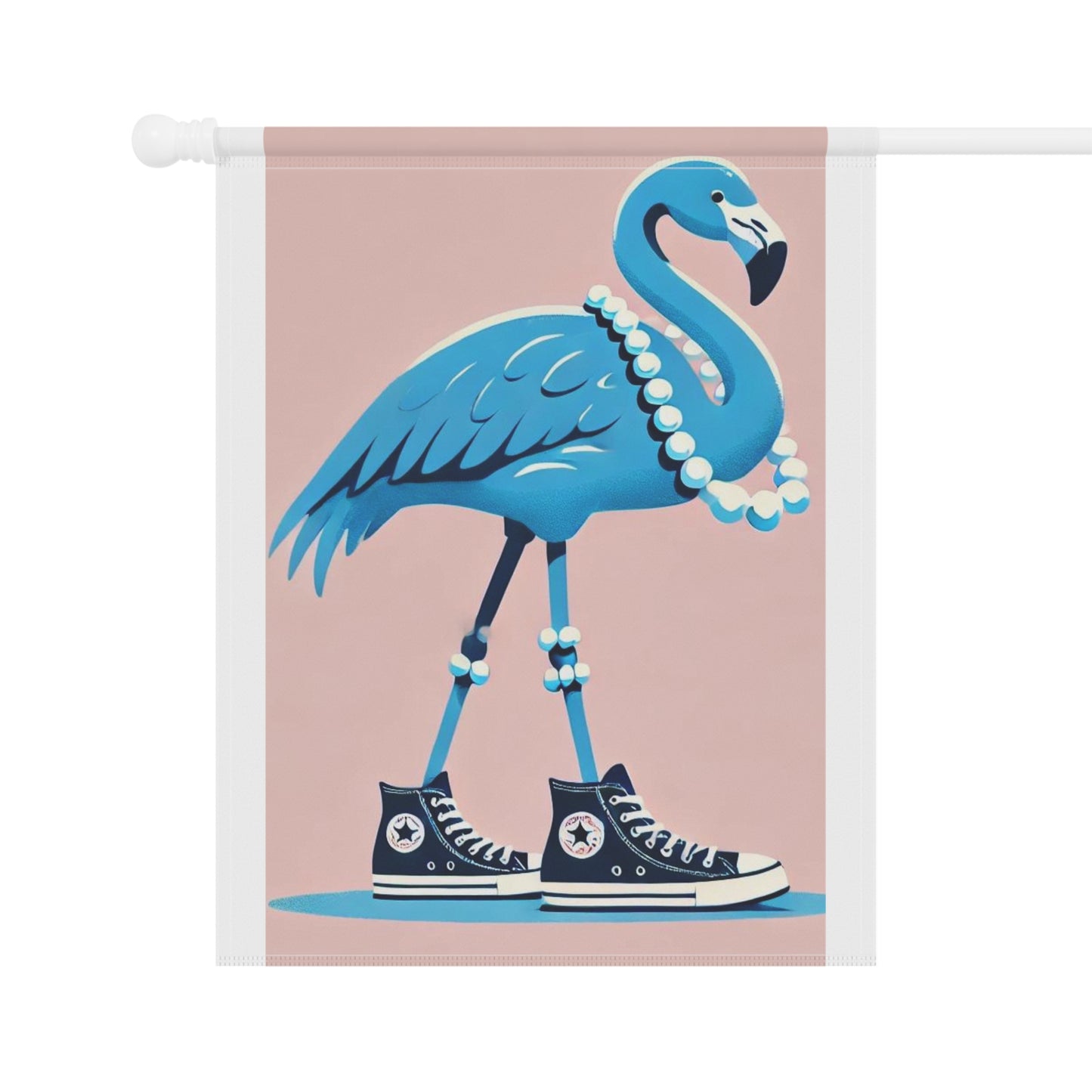 Blue Flamingo, Garden Flag, Pearls, High Top Sneakers