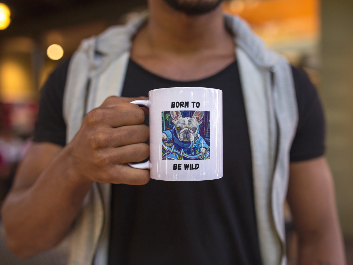 Born To Be Wild, Motorcycle Riding, French Bulldog, Mug