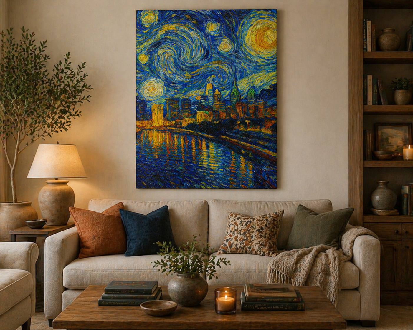 unframed starry night philadelphia skyline