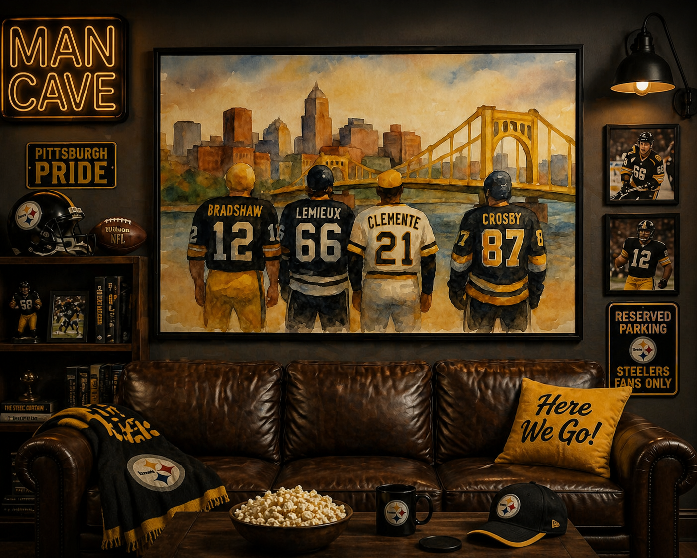 Pittsburgh sports man cave art
