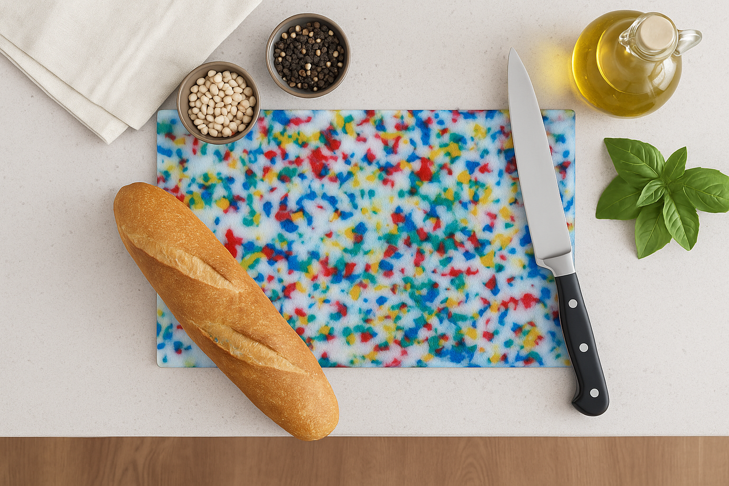 Colorful Terrazzo Glass Cutting Board | Modern Kitchen Decor